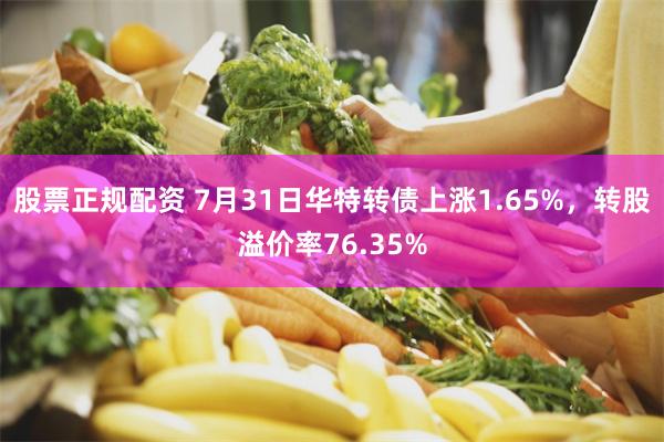 股票正规配资 7月31日华特转债上涨1.65%，转股溢价率76.35%