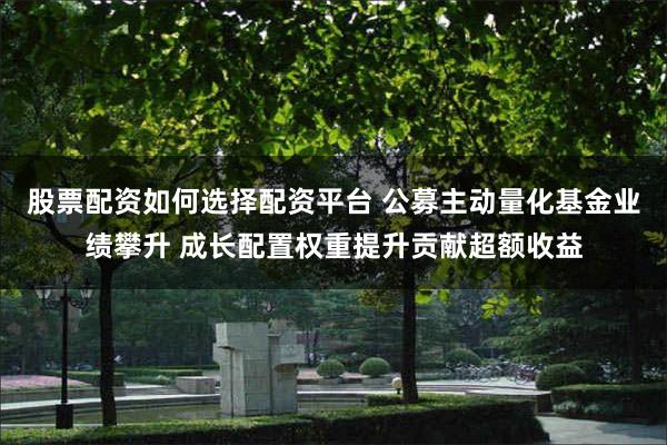 股票配资如何选择配资平台 公募主动量化基金业绩攀升 成长配置权重提升贡献超额收益