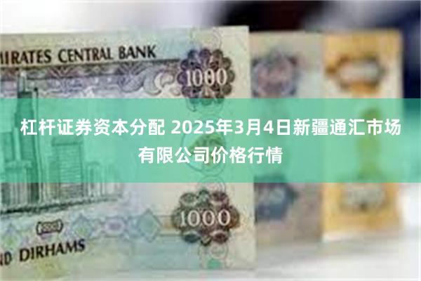 杠杆证券资本分配 2025年3月4日新疆通汇市场有限公司价格行情